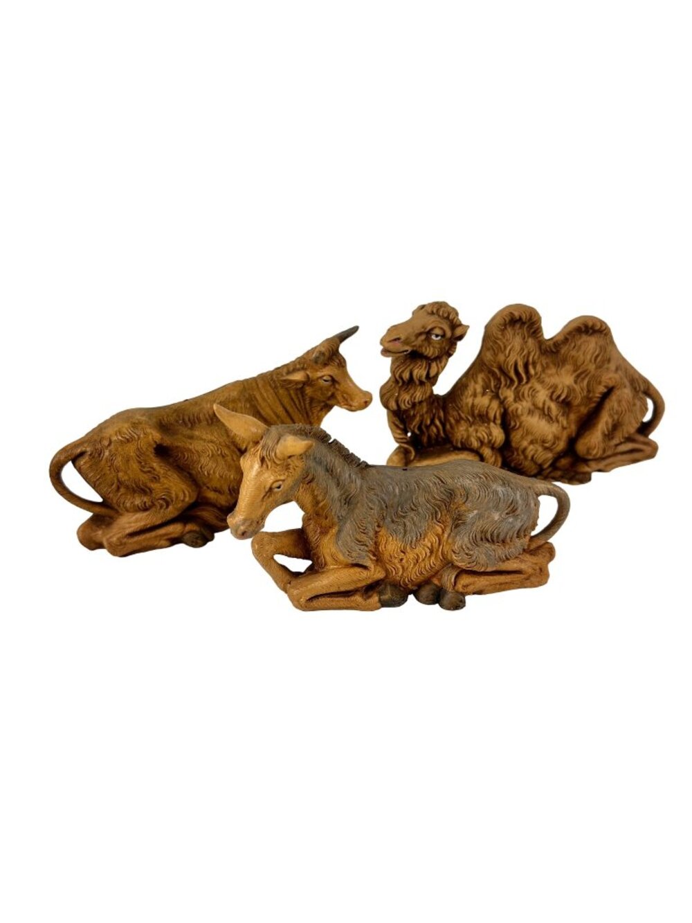Fontenini Depose Italy Lot of Three Animals Bovine Camel & Donkey Nativity Figur